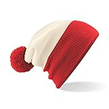 COOZO Unisex Snowstar Two-Tone Beanie - Off White/Bright Red - One Size