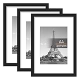 3 Pack A4 Picture Frame, A4 Black Picture Frames 21 X 29,7 cm, Frame Wall Hanging Landscape or Portrait Orientation