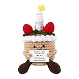 Laicaii Positive Crochet Cake, Positive Crochet Cake, Emotional Support Knitted Toy, Food Plush Food Doll Encouragement Energy Crochet, for Birthdays, Christmas, Halloween, And Easter