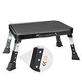 BONTEC 3-Level Height Adjustable Folding Step Stool, Anti-Slip Platform, Rubber Feet, Lightweight Portable Ladder, Supports 150kg, Kitchen, Caravan, Bathroom, Outdoor Door Step, Small Step Ladder