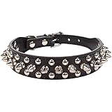 ETOPARS Spiked Studded Leather Dog Collar, Bullet Nail Rivet for Medium & Large Dogs Pitbull, Punk Leash