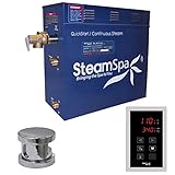 Steamspa Sentry Series 9KW Quickstart Steam Bath Generator Package in Polished Chrome | Luxury Sauna Home Bath Steam Generator for Shower With Touch Screen Steamhead | SNT900CH-A