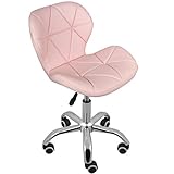 Charles Jacobs Home Office Swivel Computer Desk Chair with a Height Adjustable Chrome base and Wheels - Pink PU