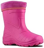 Ultra Light EVA Kids Girls Wellington Boots Rainy Snow Wellies Very Warm Liners (1 UK 33 EU - 21.cm, Pink)