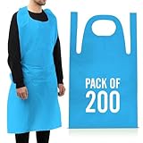 Disposable Aprons Multipurpose Strong Waterproof Plastic Aprons Blue Flat Pack of 200 in Bulk Flat Pack Sizes Ideal for Catering, Cooking, Clinics, Hospitality & Workplace Protection.
