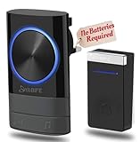 YABIFE Self-Powered Wireless Doorbell, Cordless Plug in Door Bells, IP44 Waterproof Door Chime Bell, 58 Ringtones, 0-110dB Loud 4 Levels Volume, 500-1003ft Range, No Battery Required Black