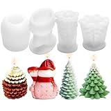 Christmas Resin Molds Silicone, 3D Christmas Candle Making Molds, Moulds for Epoxy Resin, Candle Making, Home Garden Ornaments, DIY Christmas Gifts Crafts (4 Sets)