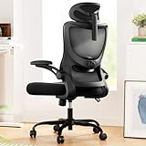 Marsail Ergonomic Office Chair: Computer Desk Chair with High Back Adjustable Lumbar Support 3D Armrests and Headrest 90°-130°Rocking Mesh Swivel Task Chairs for Home Office