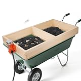 TlEBOLA Soil Sifter with 40W Adjustable Vibration Motor and Dual Mesh Sizes, 39" x 19.5" Wooden Automatic Compost Sieve for Dirt, Sand -Two Built-in Screens (0.47" & 0.24") Fit Most Wheelbarrows