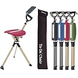 Ta-Da Chair Series 2 PRO - Walking Stick with Seat, Lightweight Aluminium Pole Frame & Sturdy Foldable Stool (up to 136kg), Easy Folding Design, Ideal for Hiking & Outdoors - Red, Adjustable