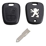 RKFUK® - Replacement 2 Button Remote Car Key Fob Case with Blade for Peugeot 106 206 306 406 107 207 307 407 Keys and Fobs for Peugeot Cars