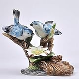 Porcelain Bird Lover Miniature Handmade Ceramic Couple Birdie Figurine Wedding Decor Craft Gift for Valentine's Day Ornament Good