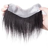 Hairline Toupee for Men, Frontal Hairpiece, Forehead Toupee V-shape Natural 100% Human Hair with Pu Thin Skin Covering Male Receding