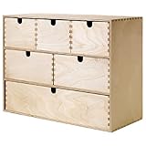 MOPPE Mini Storage Chest, Birch Plywood, 16 ½x7x12 5/8'' Home Office Wooden Desk Storage Organizer Box with 6 Drawers,Brown,Mini Chest