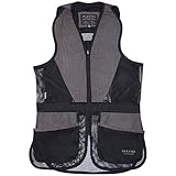 JACK PYKE Men’s Skeet Vest – Clay Pigeon Shooting Waistcoat with Breathable Mesh, Suede Trim & Multi Pockets – Lightweight Outdoor Hunting Jacket, Black Medium