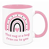 Hug in A Mug - Birthday Gifts for Friend Sister Daughter Mum Grandad Grandma Nan Sentimental Gifts Christmas Gifts Get Well Soon Gifts (Pink)