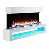 Endeavour Fires Fenwick Wall Mounted Electric Fireplace 110cm/43” 1&2kW, 7 day Programmable Remote Control Fire with an off White Surroud