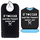Funny Adult Bibs for Elderly, Washable and Reusable Adult Bib, Waterproof Clothing Protector with Crumb Catcher Washable and Reusable Adult Bibs for Men, Women, Elderly, Black