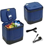 Crystals 33L Electric Cool Box for Car & Home - Hot & Cold Thermoelectric Cooler, 12V DC & 240V AC, Portable Camping Fridge for Travel, Picnic, Office, Boat (33L Dark Blue)