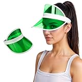 WickedFun® Unisex Retro 80s Neon Sun Visor Hat Headband Cap for Golf Tennis Stag Poker Party (Green)