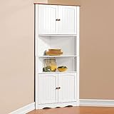 Homecharm-Intl 79x40x162CM Wooden Corner Cabinet/Corner Cupboard, White veneer top (HC-003A)