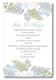 Personalised Beautiful Blue & White Floral Wedding Day Invitations - Invites with Envelopes WD78 (20 Invites)