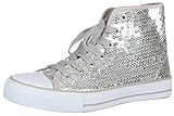 Brandsseller Women's Glitter Trainers Sequins Half High Lace Women's Boots. Silver Size: 6 UK