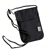 DOETYD Neck Pouches Neck Wallet for Women and Men, Secure Neck Wallet and Passport Holder RFID Blocking, Chest Bag for Travel Waterproof Hidden Anti-theft, Black