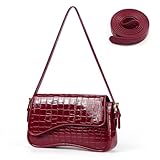 Etercycle Shoulder Bag for Women, Clutch Purse PU Leather Crossbody Bag with 2 Adjustable Straps and Zipper Closure Handbag Y2K Trendy Hobo Bag (Alligator Red)