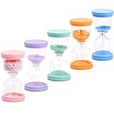 Sand Timer 5 Colors Hourglass Sandglass Sand Clock Timer 1min / 3mins / 5mins / 10mins / 30mins for Classroom Game Home Office, Toothbrush Timer for Children Kids