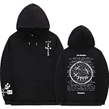 Travis Scott Hoodies Double Sided Logo Print Hoodie Men Women Oversized Hip Hop Style Sweatshirt Y2K Hood Rapper Pullover,M,Black