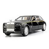 TGRCM-CZ 1/32 Rolls-Royce Phantom Model Car Toy Car with Sound and Light for Kids Boy Girl, Metal Body Door Opened Black