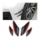 CGEAMDY 4 PCS Car Front Bumper Splitter, Carbon Fiber Car Front Bumper Lip Splitter Fin Canard Splitter, Fins Lip Canards Body Skirt Protector, Rubber Sticker Fins Body Spoiler Kit(Piano Black)