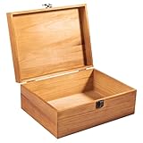 Budesoko Wooden Storage Box with Hinged Lid and Locking Clasp, Storing Jewellery, Tool, Toys Suitable for Crafts, Art, DIY Hobbies, Wood Keepsake Memory Chest, 11.02" x 8.46" x 4.53", Vintage
