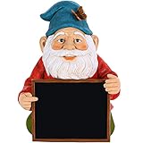 Mood Lab Garden Gnome with Chalkboard Sign - Funny Gnome Statue - 8.7 Inch Lawn Figurine - for Outdoor or House Decor
