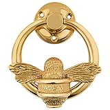 Gold Bee Door Knocker for Front Door | Polished Solid Brass Bee Ring | Gold Brass Knockers with Strike Plate | UPVC | Bumblebee Front Door Furniture with a Unique Design