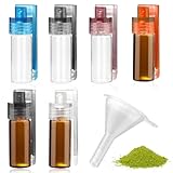 Aihoom 6 Pcs Spice Powder Tool Set with Funnel, Portable Snuff Vial Kit, Small Glass Containers for Spice, Powder, Travel, Portable Storage Bottles, Mini Dispenser for Essential, Waterproof & Durable