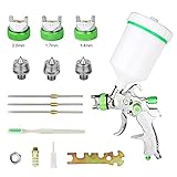 HVLP Gravity Feed Air Spray Gun, 600CC Cup Paint Sprayer with 3 Nozzles 1.4mm 1.7mm 2.0mm Pro Painting Tool for Car Primer, Surface Painting, Coatings