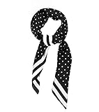 Big Square 70cm x 70cm Large Silk Scarf for Women Head Neck Lightweight thin - Black White Polka Dot