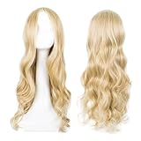 EUPSIIU 27'' Long Blonde Wave Wig for Women, Curly Synthetic Hair for Cosplay Party, Daily Use