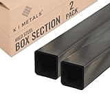 K I Metals Mild Steel Box Section - 1000mm Length x 20mm Width x 20mm Height x 2mm Thickness Square Hollow Section | Durable Mild Steel Tube for Construction, Residential & DIY Project | 2PK