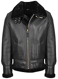 House Of Leather Mens Gents Classic B3 Original Sheepskin Jacket Real Shearling Flying Bomber Aviator KYOTO (as8, alpha, x_l, regular, regular, Black (Black Shearling))