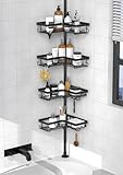 Kegii Telescopic Shower Caddy Corner Shower Shelf Bathroom Corner Storage Black