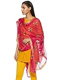 Weavers Villa Women's Indian Handicraft Ethnic Dupatta Embroided Dupatta Chunni/Stole/Scarf, Pink, Large
