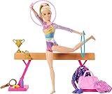 BARBIE Gymnastic Fun Play Set with Balance Beam and Over 10 Thematic Matching Pieces for Victory Stories, HRG52, Blonde Doll