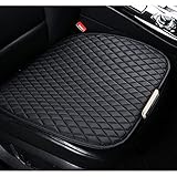 Adunsiaoto 2 Pieces Non-Slip Breathable Comfort Car Front Seat Cushion Mat, Car Seat Cushion Driver Leather Pad Front, Car Interior Seat Cover Pad Mat Fit for Most Auto Vehicle(Black)