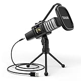 TONOR USB Microphone, Cardioid Condenser Computer PC Mic with Tripod Stand, Pop Filter, Shock Mount for Gaming, Streaming, Podcasting, YouTube, Twitch, Discord, Compatible with Laptop Desktop, TC30