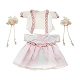 niannyyhouse 20cm Plush Doll Antique Hanfu Suit Shawl Dress Hairpin 8in Doll Dress Up (Pink)