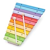 Bigjigs Toys Snazzy Wooden Xylophone - Rainbow Coloured Xylophone for Kids aged 18 months + with Easy Grip Wooden Mallets, Quality Musical Toys