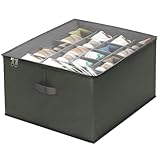 Aqash Shoe Storage Box for Closet - Fits 20 Pairs Shoe Storage Organiser Containers Clear Lid Foldable Shoe Storage Bins Space Saving Shoes Holder with Handles
